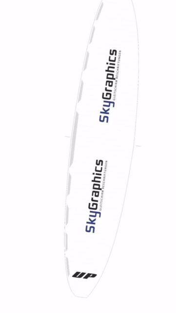 Send us your design as a vector graphic (EPS, PDF) to info@skygraphics.com. We can also convert logos into vector files for you. Please include information about your paraglider model and manufacturer, as well as the size and position of the desired design.